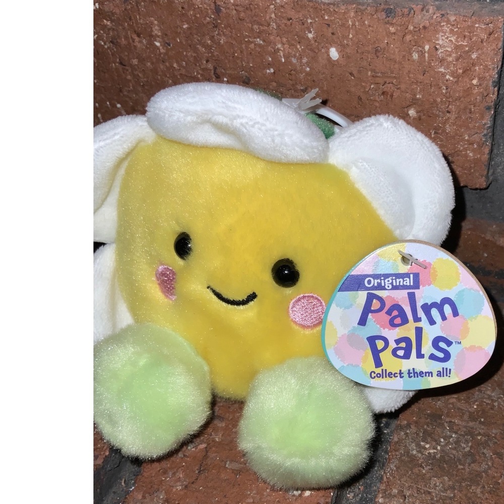 Aurora Palm Pals Dainty Daisy Flower Plush Yellow White Green Small Stuffed Toy - Picture 2 of 3